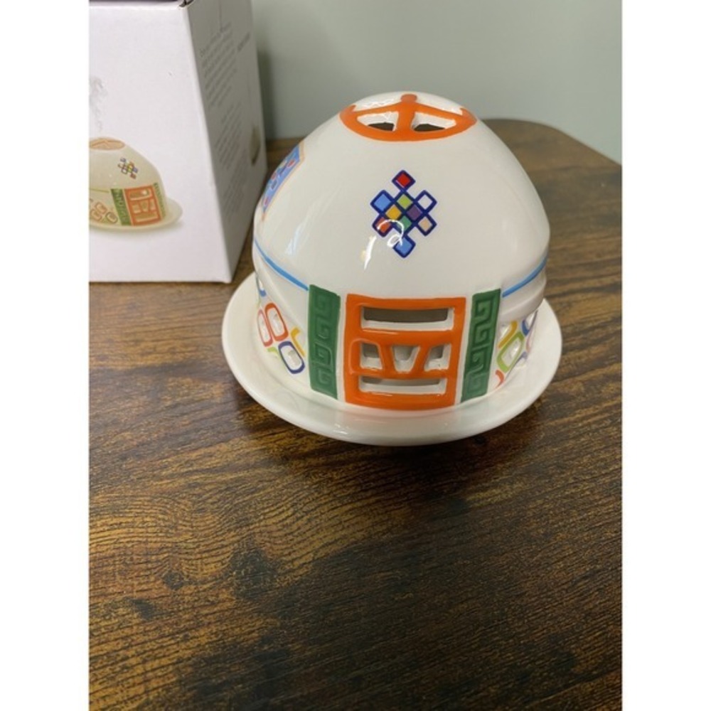Ceramic Candle Holder Incense Burner Mongolian Yurt ‎ NEW - Picture 4 of 6